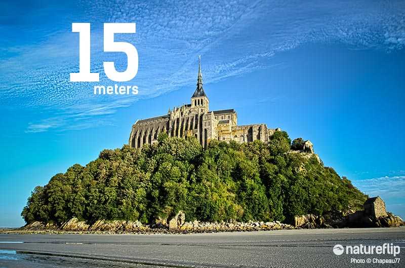 15 Meters High Tide On Mont Saint-Michel Island