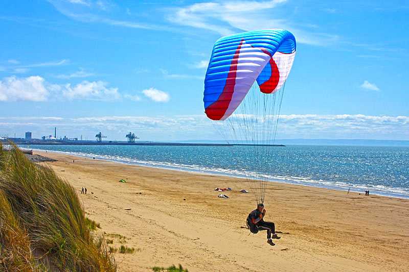 aberafan-beach-paraglider-flying-over-aberavon-beach